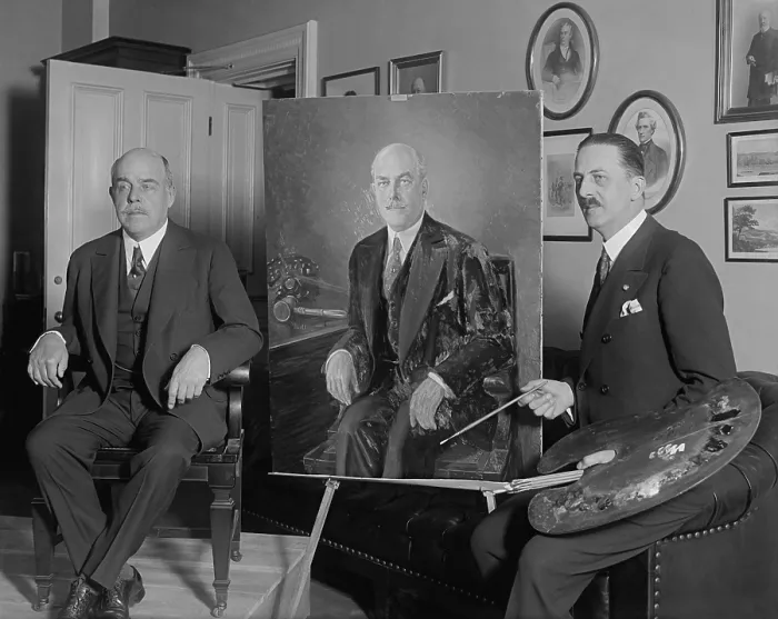 Framed Print : Speaker of the House Nicholas Longworth posing for Austrian painter Baron Robert Doblhoff. April 7, 1930 Framed Print : Speaker of the House Nicholas Longworth posing for Austrian painter Baron Robert Doblhoff. April 7, 1930