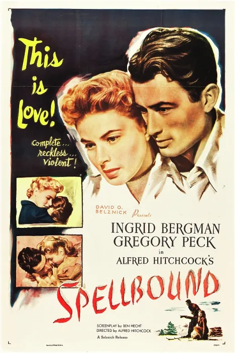 Framed Print : SPELLBOUND, l-r: Ingrid Bergman, Gregory Peck on poster art, 1945