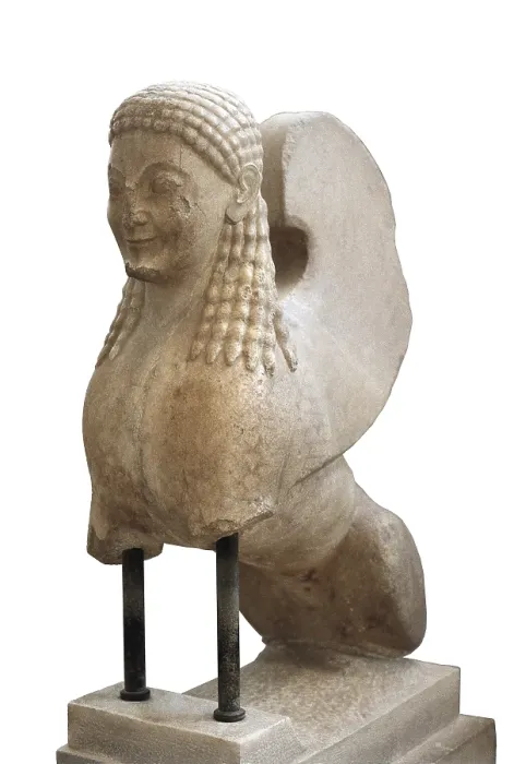 Framed Print : Sphinx. 560 -550 BC. Archaic Greek art. Sculpture on marble. GREECE. Athens. Acropolis. Acropolis Museum. - Iberfoto / Everett Collection (280791)**US SALES ONLY**