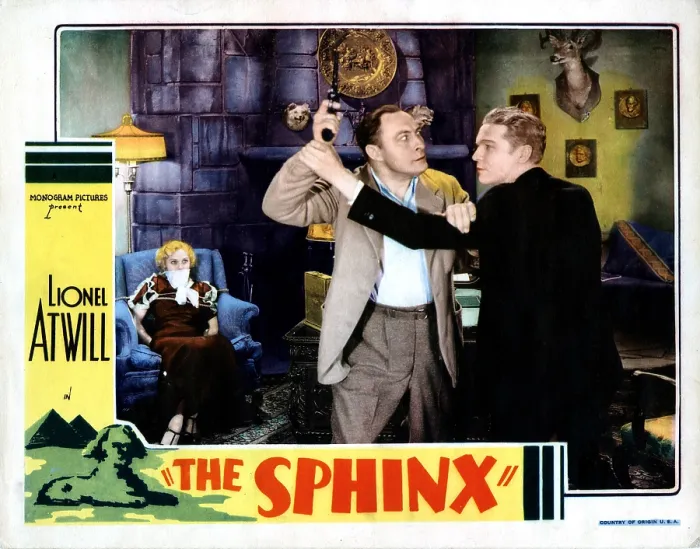 Framed Print : THE SPHINX, from left, Sheila Terry, Lionel Atwill, Theodore Newton, 1933