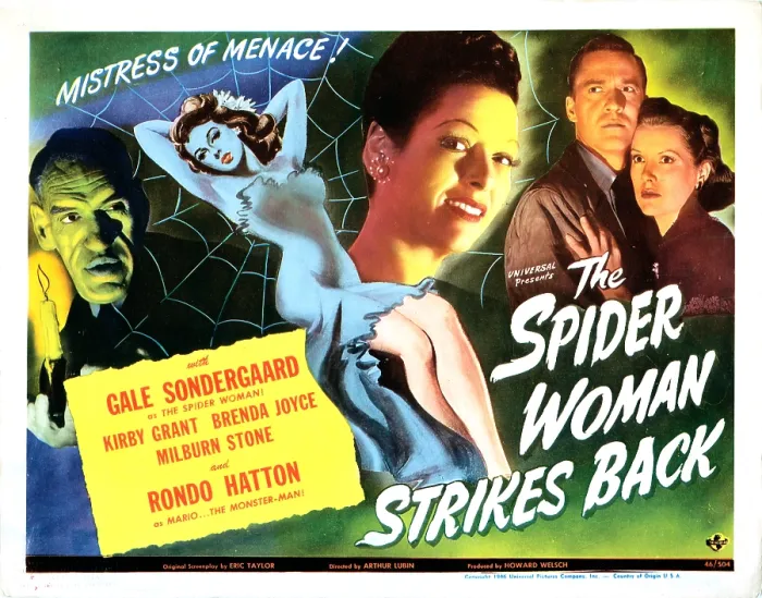 Framed Print : THE SPIDER WOMAN STRIKES BACK, US lobbycard, from left: Rondo Hatton, Gale Sondergaard, Kirby Grant, Brenda Joyce, 1946 Framed Print : THE SPIDER WOMAN STRIKES BACK, US lobbycard, from left: Rondo Hatton, Gale Sondergaard, Kirby Grant, Brenda Joyce, 1946