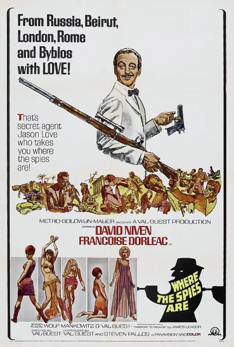 Framed Print : WHERE THE SPIES ARE, US poster, David Niven (top), 1965