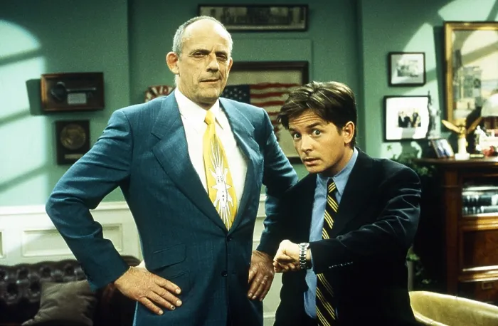 Framed Print : SPIN CITY, from left: Christopher Lloyd, Michael J. Fox, Back to the Future IV - Judgment Day, season 3, ep. 18, aired 2 / 23 / 1999, 1996-2002 Framed Print : SPIN CITY, from left: Christopher Lloyd, Michael J. Fox, Back to the Future IV - Judgment Day, season 3, ep. 18, aired 2 / 23 / 1999, 1996-2002