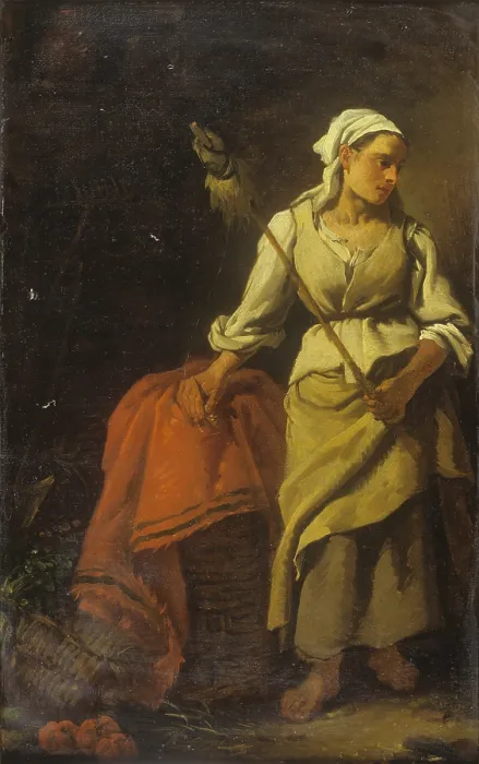 Framed Print : Spinner Standing, by Francesco Londonio, 1758, 18th Century, oil on framed paper - Italy, Lombardy, Milan, Castello Sforzesco, Civic Collection of Ancient Art. Whole artwork view Framed Print : Spinner Standing, by Francesco Londonio, 1758, 18th Century, oil on framed paper - Italy, Lombardy, Milan, Castello Sforzesco, Civic Collection of Ancient Art. Whole artwork view