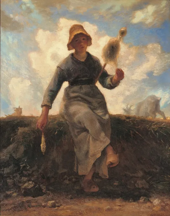 Framed Print : The Spinning Girl, by Jean-Franois Millet, 1868 - 1869, 19th Century, oil on canvas, cm 92, 5 x 73, 5 - France, Ile de France, Paris, Muse dOrsay, RF1880. All