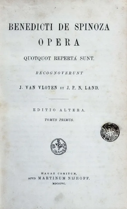 Framed Print : SPINOZA, Benedict de (1632-1677). Front page of Baruch de Spinoza's works (Opera), edition published in Barcelona in 1895. SPAIN. Barcelona Framed Print : SPINOZA, Benedict de (1632-1677). Front page of Baruch de Spinoza's works (Opera), edition published in Barcelona in 1895. SPAIN. Barcelona