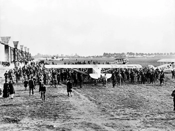 Framed Print : The Spirit of St. Louis is wheeled onto the flying field at Le Bourget in Paris after repairs were made on the plane