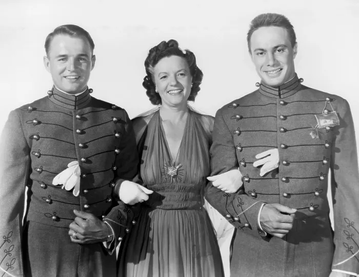 Framed Print : THE SPIRIT OF WEST POINT, from left: Felix Doc Blanchard, Anne Nagel, Glenn Davis, 1947