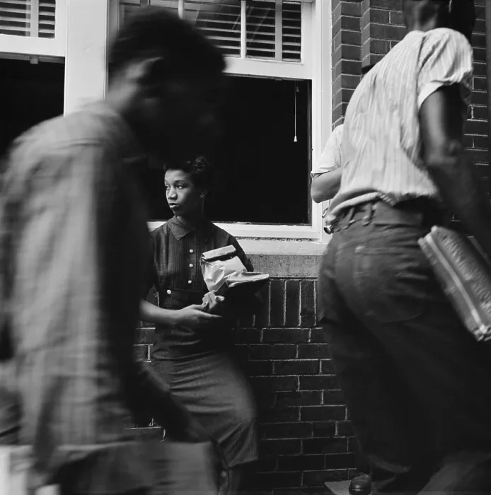 Framed Print : In spite of earlier protest and harassment, African American students arrive at Van Buren High School, Little Rock's second largest. Sept. 9, 1958