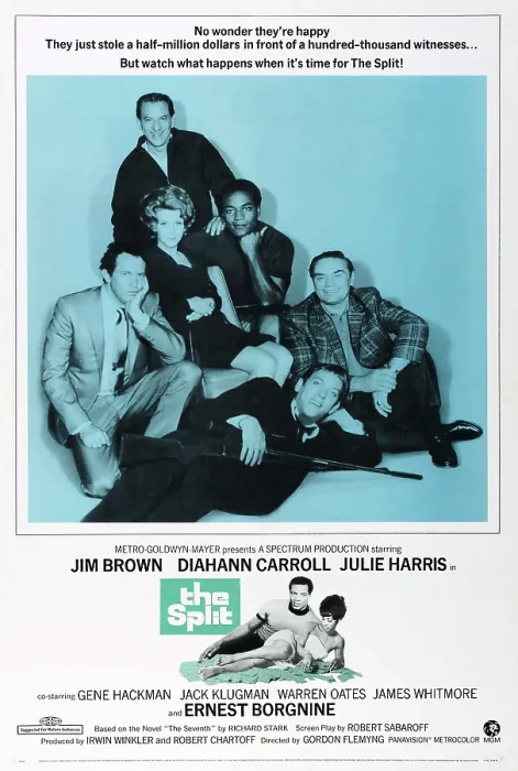 Framed Print : THE SPLIT, US poster, Jack Klugman (top), middle clockwise from left: Warren Oates, Julie Harris, Jim Brown, Ernest Borgnine, Donald Sutherland, far bottom: Jim Brown