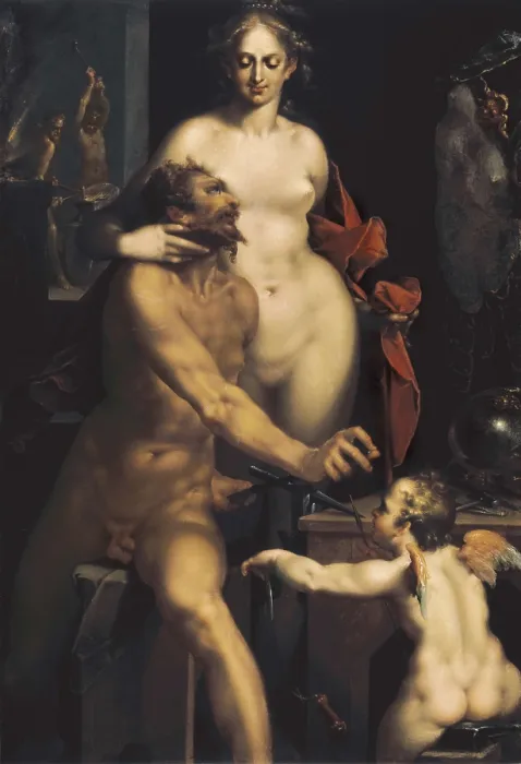 Framed Print : SPRANGER, Bartholomaeus (1546-1611). Venus and Vulcan. ca. 1610. Later work. It belonged to the art collection of Rudolf II. Flemish art. Oil on canvas. AUSTRIA. Vienna