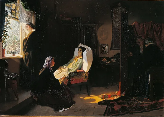 Framed Print : The Last Spring, by Michail Petrovic Klodt, 1861, 19th Century, oil on canvas, cm 71 x 100 - Russia, Moscow, State Tretjakov Gallery Framed Print : The Last Spring, by Michail Petrovic Klodt, 1861, 19th Century, oil on canvas, cm 71 x 100 - Russia, Moscow, State Tretjakov Gallery