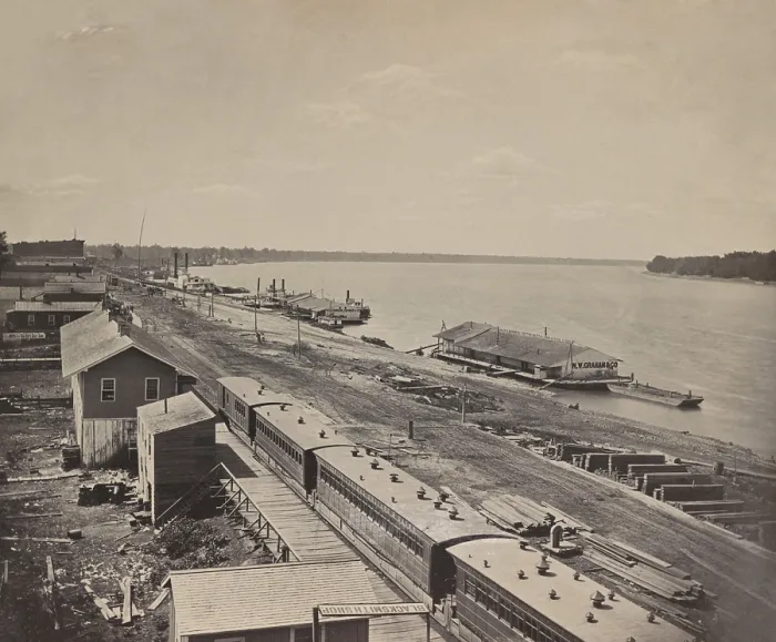 Framed Print : Springfield block, was the site of a passenger depot, sheds, and tracks of Illinois Central Chicago and Cairo Railroad in Kentucky. The I.C.R.R