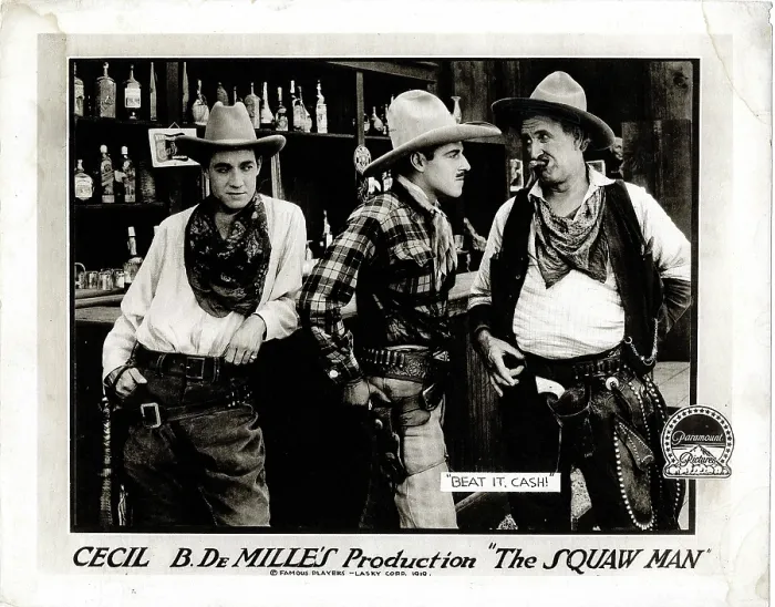 Framed Print : THE SQUAW MAN, l-r: Eliott Dexter, Jack Holt, Theodore Roberts on lobbycard, 1918 Framed Print : THE SQUAW MAN, l-r: Eliott Dexter, Jack Holt, Theodore Roberts on lobbycard, 1918
