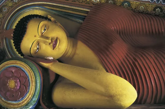 Framed Print : SRI LANKA. Anuradhapura. Isurumuniya Temple. Reclining Buddha. Multicoloured carving (9th c.). Sculpture. AISA / Everett Collection**US SALES ONLY** Framed Print : SRI LANKA. Anuradhapura. Isurumuniya Temple. Reclining Buddha. Multicoloured carving (9th c.). Sculpture. AISA / Everett Collection**US SALES ONLY**