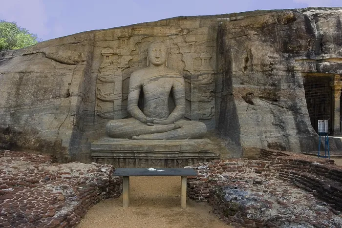 Framed Print : SRI LANKA. Polonnaruwa. Gal Vihara or Rock Temple (12th c.). Sitting Buddha. AISA / Everett Collection**US SALES ONLY**