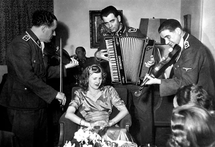 Framed Print : SS musicians play to Eva Braun at her sister's wedding. ca. 1945. Courtesy: CSU Archives / Everett Collection