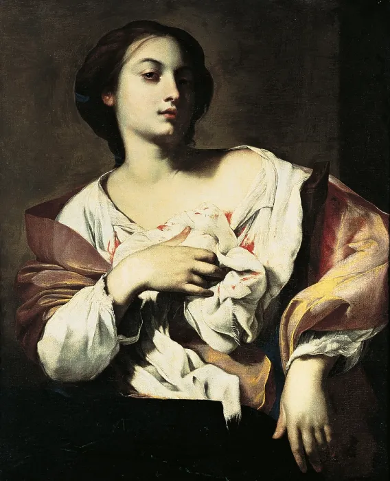 Framed Print : St Agatha, by Francesco Guarino, 1640 about, 17th Century, oil on canvas, cm 87 x 72 - Italy, Campania, Naples, San Martino National Museum. All