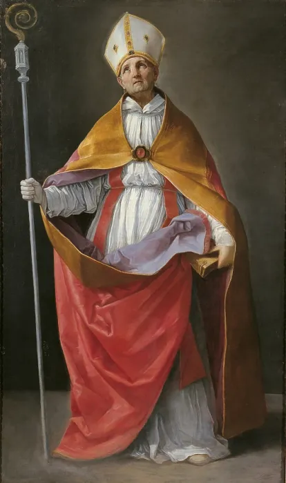 Framed Print : St Andrew Corsini, by Guido Reni, 1638 - 1639 about, 17th Century, oil on canvas, cm 235 x 139 - Italy, Emilia Romagna, Bologna, National Picture Gallery Framed Print : St Andrew Corsini, by Guido Reni, 1638 - 1639 about, 17th Century, oil on canvas, cm 235 x 139 - Italy, Emilia Romagna, Bologna, National Picture Gallery