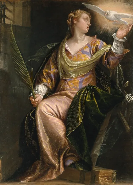 Framed Print : ST. CATHERINE OF ALEXANDRIA IN PRISON, by Paolo Veronese, 1580-85, Italian Renaissance painting