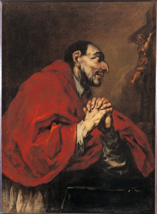 Framed Print : St Charles Borromeo in Prayer, by Giuseppe Antonio Pianca, 1745 about, 18th Century, oil on canvas, cm 100 x 73 - Italy, Lombardy, Milan, Archbishops Palace. All