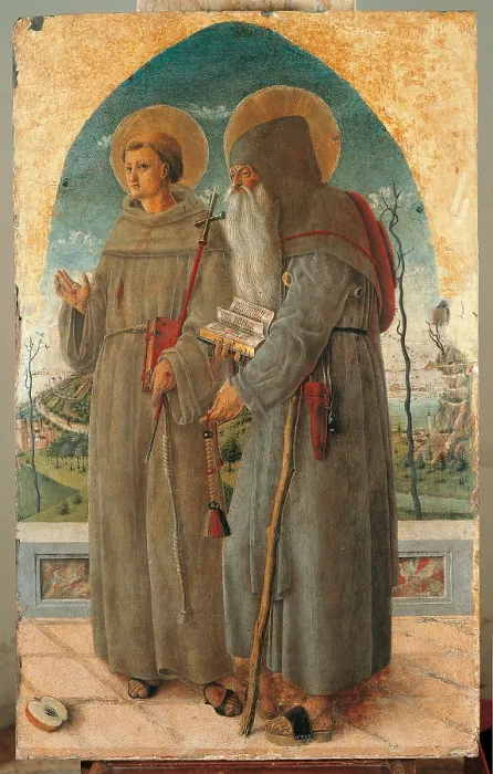 Framed Print : St Francis and St Anthony Abbot, by Giorgio Gregorio di Tomaso Chiulinovich known as Schiavone, 15th Century, - Italy, Veneto, Padua, Cathedral. All