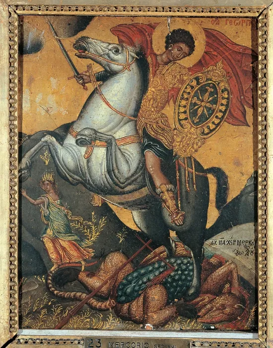 Framed Print : St George and the Dragon, by Mercorio, 16th Century - 17th Century, - Italy, Lombardy, Cremona, Civic Picture Gallery Framed Print : St George and the Dragon, by Mercorio, 16th Century - 17th Century, - Italy, Lombardy, Cremona, Civic Picture Gallery