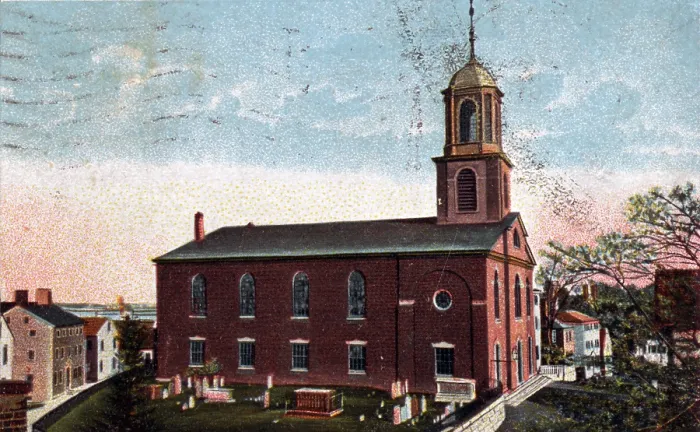 Framed Print : St. Johns Church. Chapel erected 1732, present church 1808. Portland, M.E. color halftone, ca. 1905