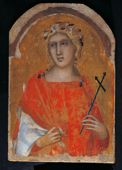Framed Print : St Margaret (St Cecilia), by Pietro Lorenzetti, 1348 about, 14th Century, tempera on panel, cm 67, 2 x 46 - Italy, Umbria, Perugia, Assisi, Papal Basilica of San Francesco Framed Print : St Margaret (St Cecilia), by Pietro Lorenzetti, 1348 about, 14th Century, tempera on panel, cm 67, 2 x 46 - Italy, Umbria, Perugia, Assisi, Papal Basilica of San Francesco