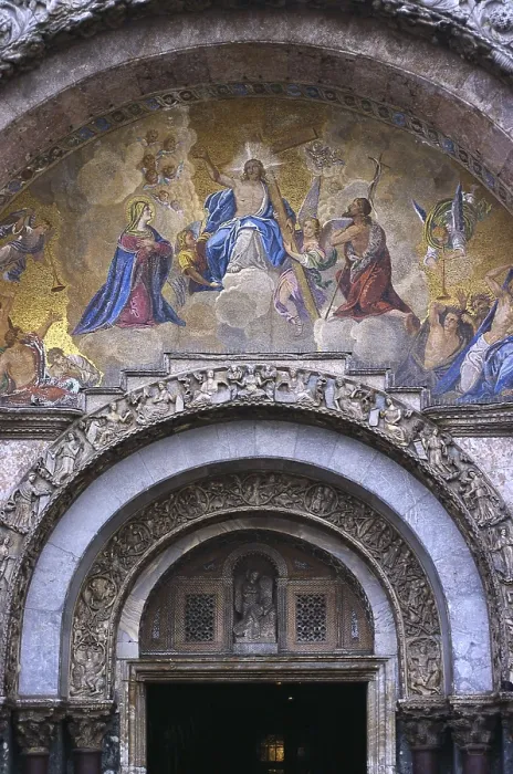 Framed Print : St. Mark's Basilica. ITALY. VENETO. Venice. St. Mark's Basilica. Detail of the faade. Byzantine art. Architecture. AISA / Everett Collection**US SALES ONLY**
