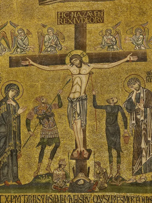 Framed Print : St Marks Basilica, Venice, by Unknown Artist, 10th Century, - Italy, Veneto, Venice, San Marco Basilica. Detail. Central dome. Arch. The Crucifixion Framed Print : St Marks Basilica, Venice, by Unknown Artist, 10th Century, - Italy, Veneto, Venice, San Marco Basilica. Detail. Central dome. Arch. The Crucifixion