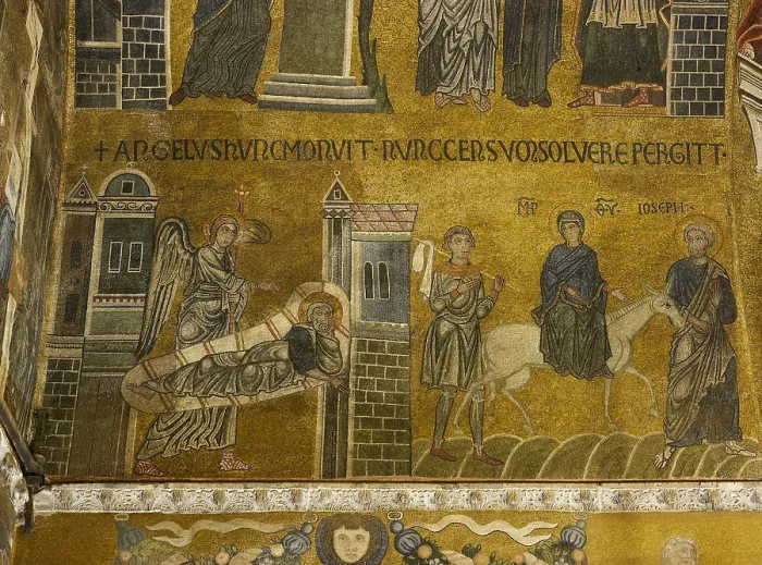 Framed Print : St Marks Basilica, Venice, by Unknown Artist, 10th Century, - Italy, Veneto, Venice, San Marco Basilica. Detail. Aisle of the left transept. The mission of Joseph. Left side