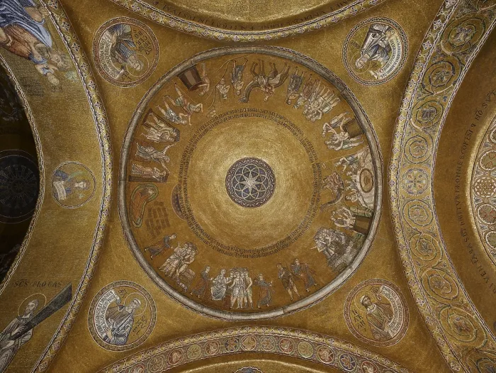 Framed Print : St Marks Basilica, Venice, by Unknown Artist, 10th Century, - Italy, Veneto, Venice, San Marco Basilica. Overall view. First Josephs dome. Joseph and his brothers