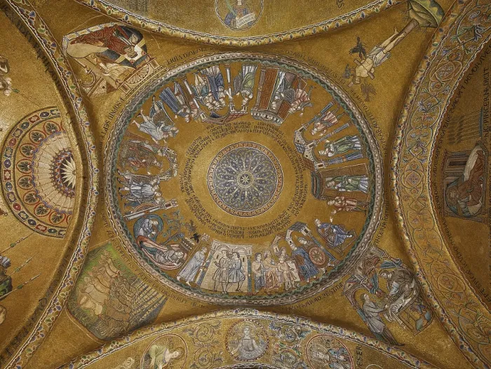 Framed Print : St Marks Basilica, Venice, by Unknown Artist, 10th Century, - Italy, Veneto, Venice, San Marco Basilica. Overall view. Josephs second dome. Joseph in Egypt