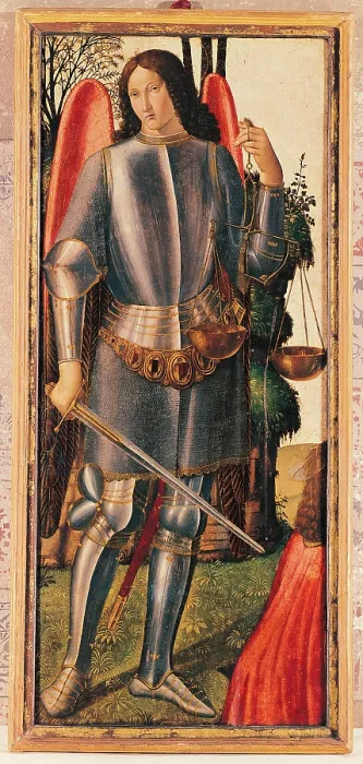 Framed Print : St Michael the Archangel, by Cosimo Rosselli, 15th Century, - Italy, Tuscany, Florence, Stibbert Museum. All Framed Print : St Michael the Archangel, by Cosimo Rosselli, 15th Century, - Italy, Tuscany, Florence, Stibbert Museum. All