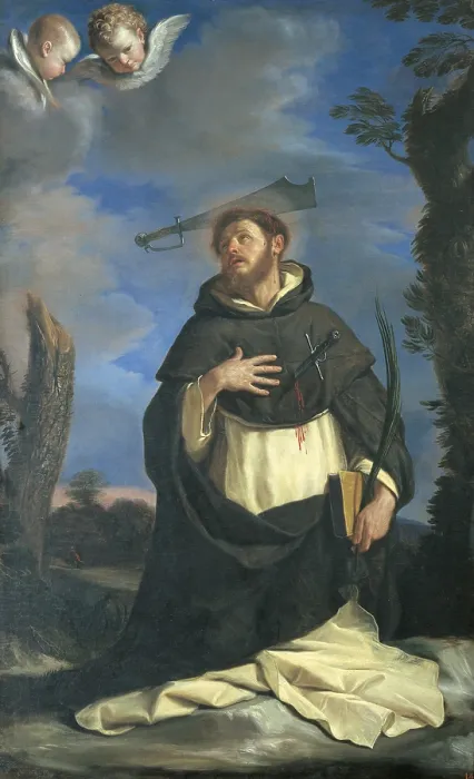 Framed Print : St Peter Martyr, by Giovan Francesco Barbieri known as il Guercino, 1646 - 1647, 17th Century, oil on canvas, cm 218 x 135 - Italy, Emilia Romagna, Bologna