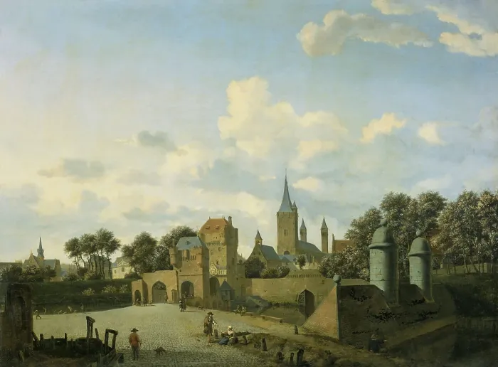Framed Print : St. Severin in Cologne Set in an Imaginary Cityscape, by Jan van der Heyden / Adriaen van de Velde, 1660-72. Dutch painting, oil on panel. St Framed Print : St. Severin in Cologne Set in an Imaginary Cityscape, by Jan van der Heyden / Adriaen van de Velde, 1660-72. Dutch painting, oil on panel. St