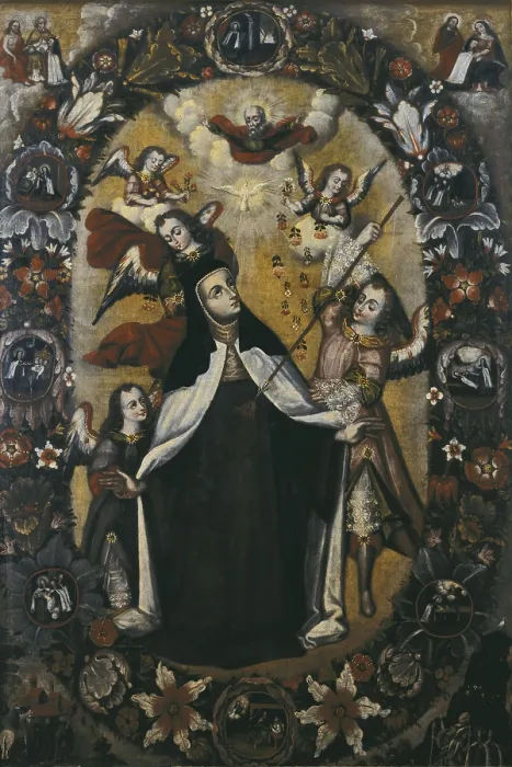 Framed Print : St. Teresa in Ecstasy. Anonymous author of La Paz. 17th c. Colonial baroque. Oil on canvas. BOLIVIA. La Paz. National Museum of Art