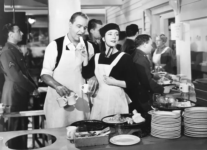 Framed Print : STAGE DOOR CANTEEN, from left: Alfred Lunt, Lynn Fontanne, 1943 Framed Print : STAGE DOOR CANTEEN, from left: Alfred Lunt, Lynn Fontanne, 1943
