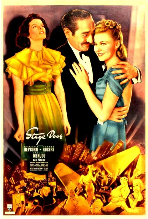 Framed Print : STAGE DOOR, from left: Katharine Hepburn, Adolphe Menjou, Ginger Rogers, 1937