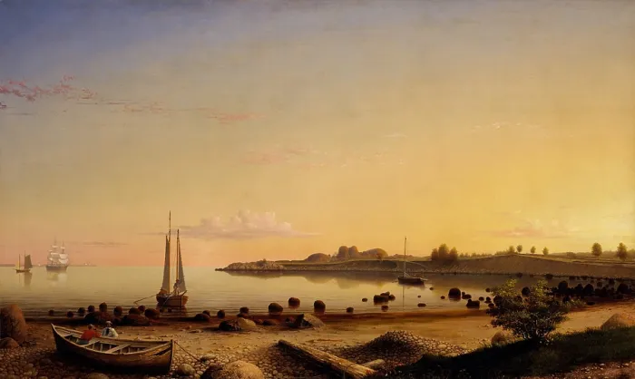 Framed Print : STAGE FORT ACROSS GLOUCESTER HARBOR, by Fitz Henry Lane, 1862, American painting, oil on canvas