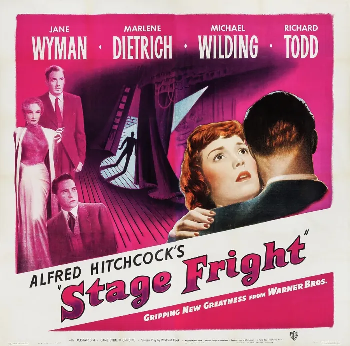 Framed Print : STAGE FRIGHT, US poster art, counter clockwise from left: Michael Wilding, Marlene Dietrich, Richard Todd, Jane Wyman, 1950