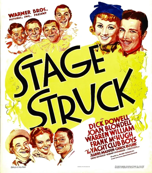 Framed Print : STAGE STRUCK, top left: The Yacht Club Boys, top right from left: Joan Blondell, Dick Powell, bottom from left: Frank McHugh, Jeanne Madden, Warren William on window card, 1936