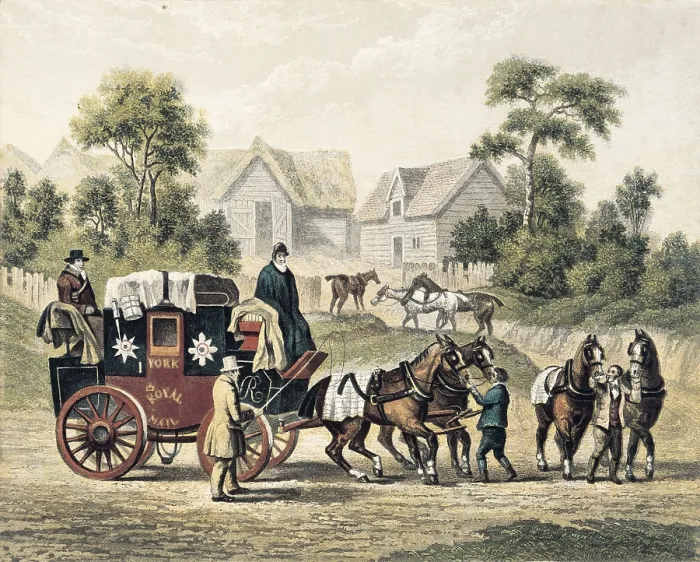 Framed Print : Stagecoach (19th c.). Engraving. AISA / Everett Collection (23902)**US SALES ONLY**