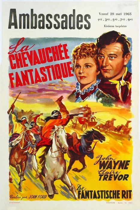 Framed Print : STAGECOACH, (aka LA CHEVAUCHEE FANTASTIQUE), l-r: Claire Trevor, John Wayne on Belgian poster art, 1939 Framed Print : STAGECOACH, (aka LA CHEVAUCHEE FANTASTIQUE), l-r: Claire Trevor, John Wayne on Belgian poster art, 1939