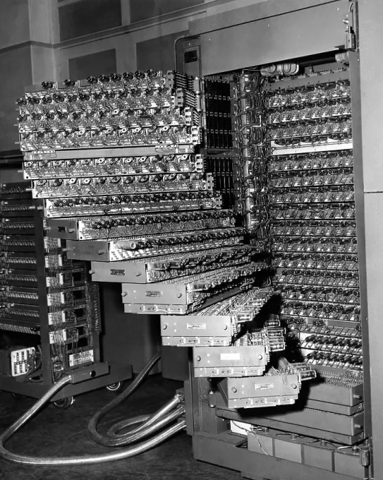 Framed Print : Staged trays of a French electronic brain. 350 electronic tubes and 8, 000 replacing tubes are used in the computer. June 12, 1954. (CSU_ALPHA_1583) CSU Archives / Everett Collection
