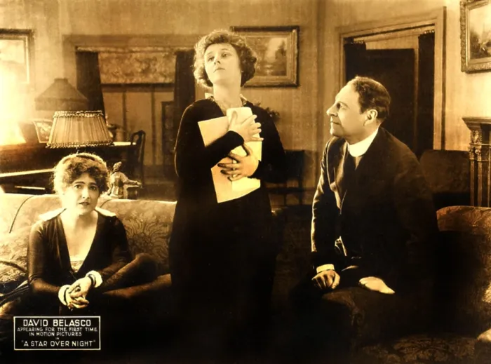 Framed Print : A STAR OVER NIGHT, right: David Belasco on lobbycard, 1919