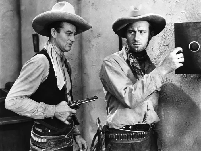 Framed Print : THE STAR PACKER, John Wayne, (left), 1934