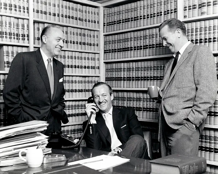 Framed Print : FOUR STAR PLAYHOUSE, from left, producers Charles Boyer, David Niven, Dick Powell, ca. mid-1950s (the fourth star, Ida Lupino, is missing in action)