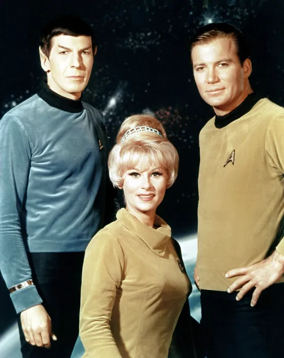 Framed Print : STAR TREK, (from left): Leonard Nimoy, Grace Lee Whitney, William Shatner, (Season 1), 1966-69